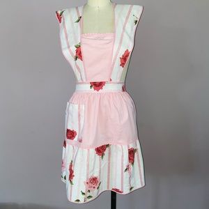 Vintage rose cotton full apron from the 1950s